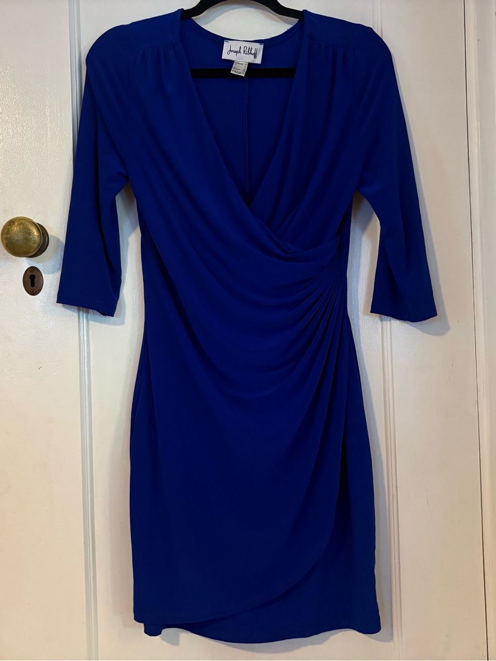 Joseph Ribkoff Royal Sapphire Three-Quarter Sleeve Wrap Dress